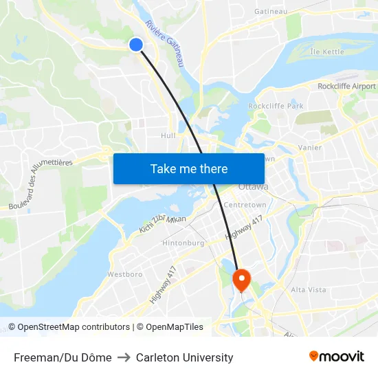 Freeman/Du Dôme to Carleton University map