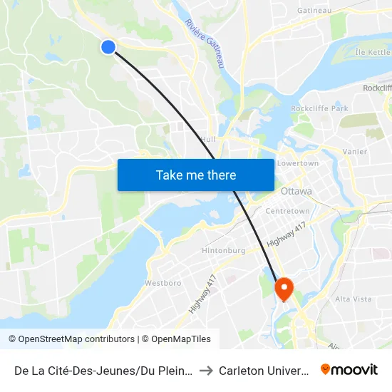 De La Cité-Des-Jeunes/Du Plein-Air to Carleton University map