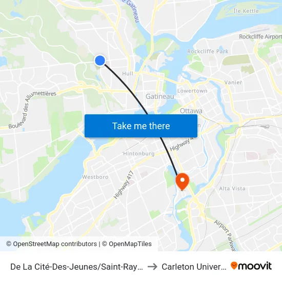 De La Cité-Des-Jeunes/Saint-Raymond to Carleton University map