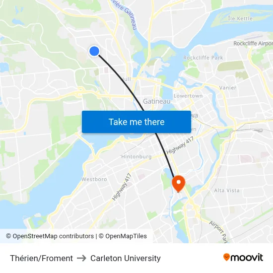 Thérien/Froment to Carleton University map
