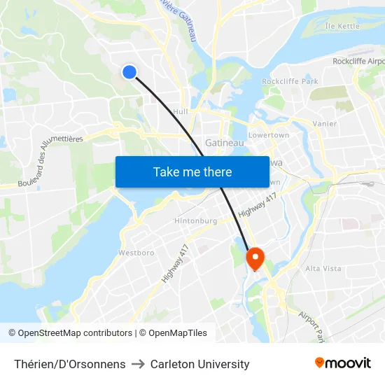 Thérien/D'Orsonnens to Carleton University map