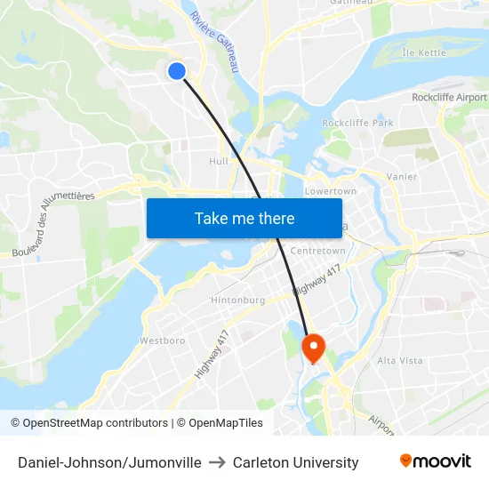 Daniel-Johnson/Jumonville to Carleton University map