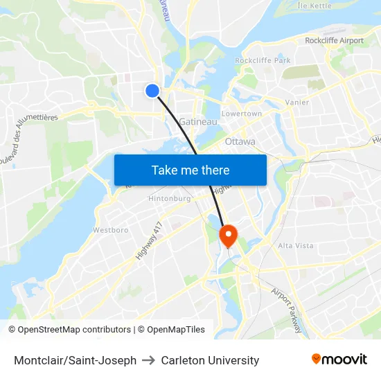 Montclair/Saint-Joseph to Carleton University map