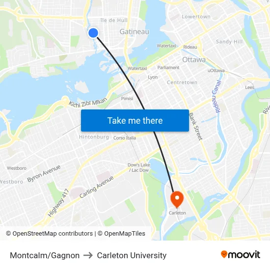 Montcalm/Gagnon to Carleton University map