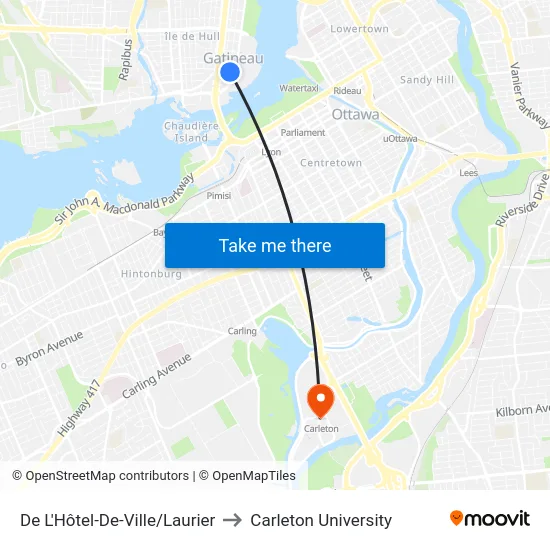 De L'Hôtel-De-Ville/Laurier to Carleton University map