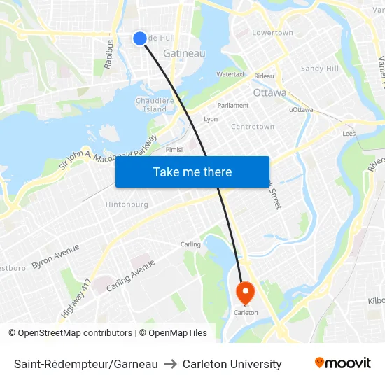 Saint-Rédempteur/Garneau to Carleton University map