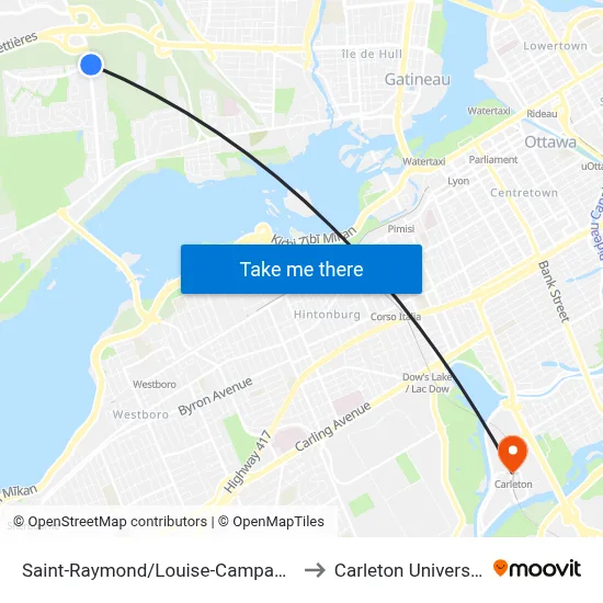 Saint-Raymond/Louise-Campagna to Carleton University map