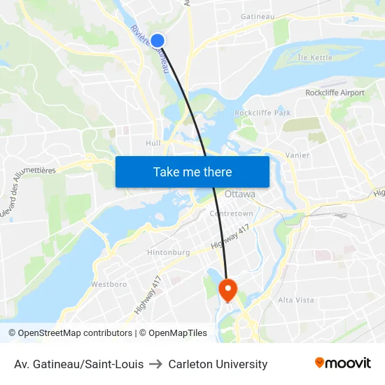 Av. Gatineau/Saint-Louis to Carleton University map