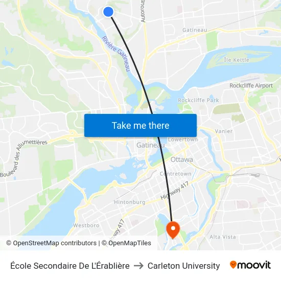 École Secondaire De L'Érablière to Carleton University map