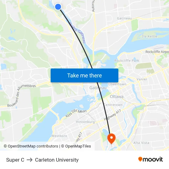 Super C to Carleton University map