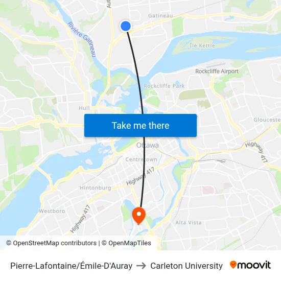 Pierre-Lafontaine/Émile-D'Auray to Carleton University map