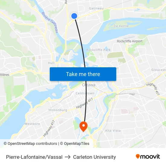 Pierre-Lafontaine/Vassal to Carleton University map