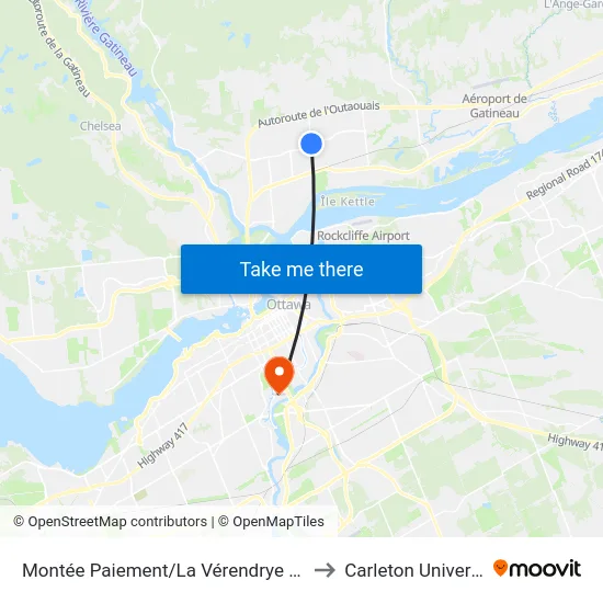 Montée Paiement/La Vérendrye Ouest to Carleton University map