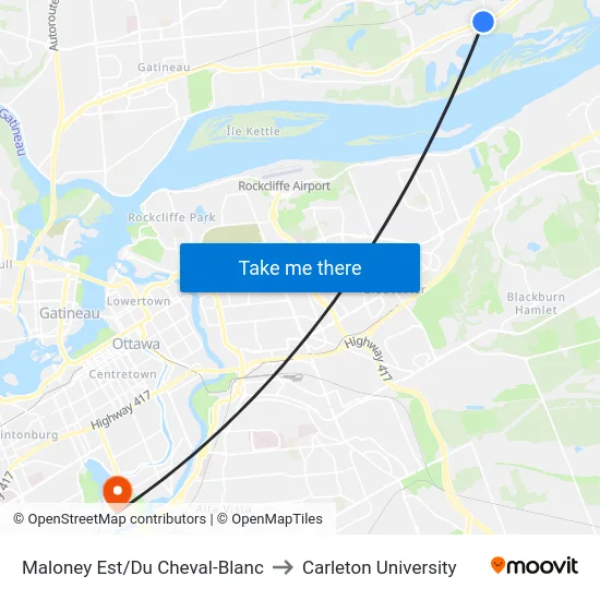 Maloney Est/Du Cheval-Blanc to Carleton University map