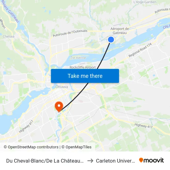 Du Cheval-Blanc/De La Châteauguay to Carleton University map