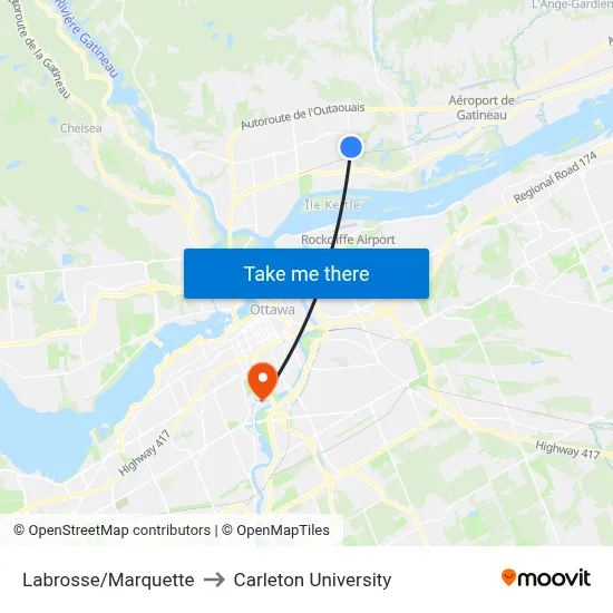 Labrosse/Marquette to Carleton University map