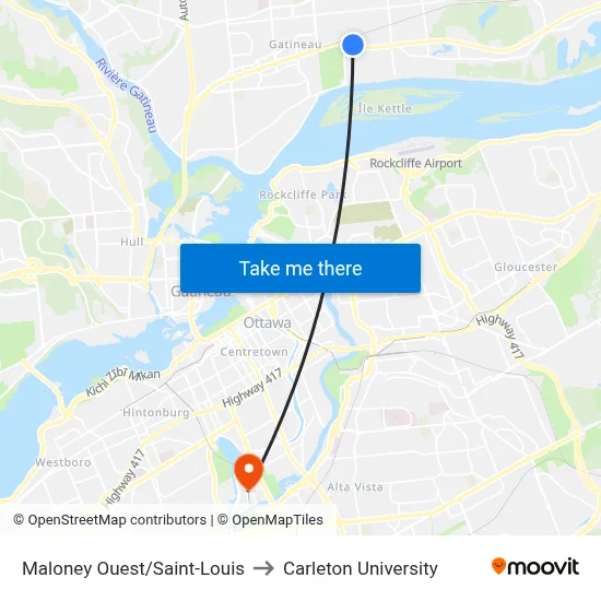Maloney Ouest/Saint-Louis to Carleton University map