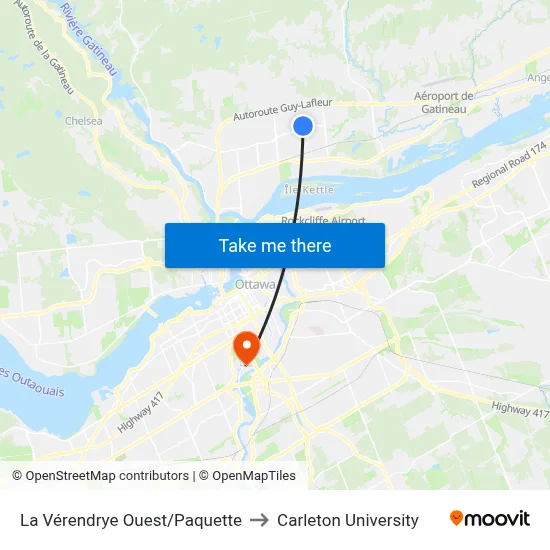 La Vérendrye Ouest/Paquette to Carleton University map