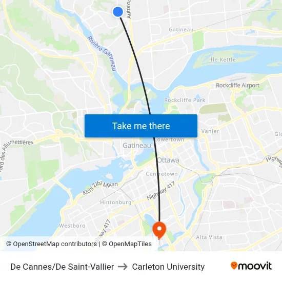 De Cannes/De Saint-Vallier to Carleton University map