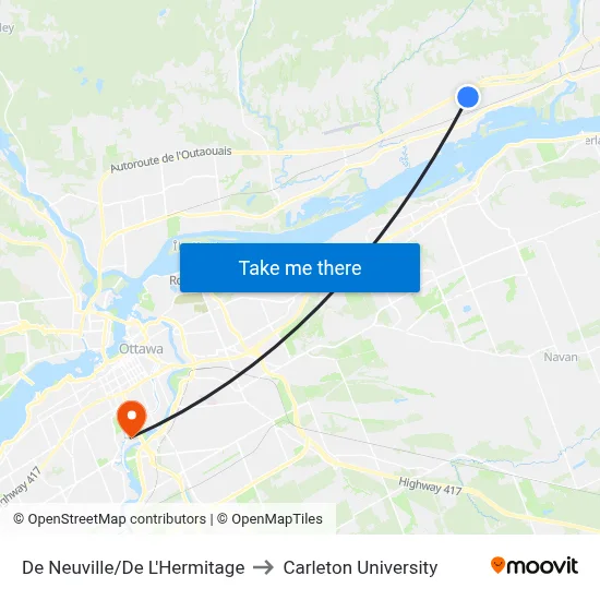 De Neuville/De L'Hermitage to Carleton University map
