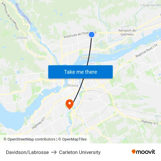 Davidson/Labrosse to Carleton University map