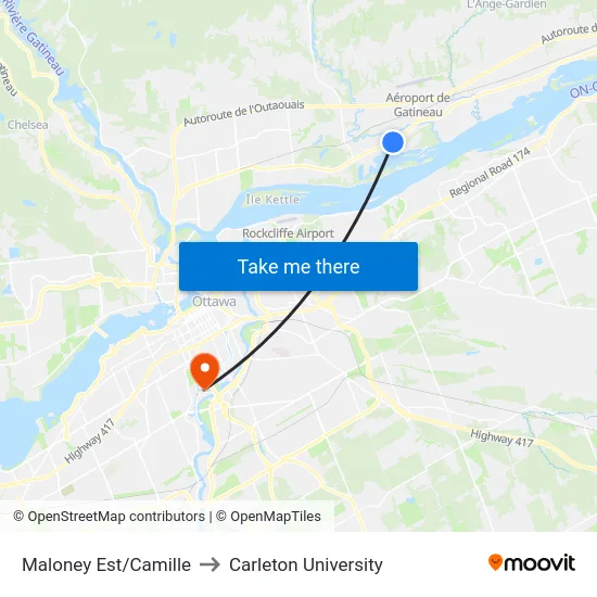 Maloney Est/Camille to Carleton University map