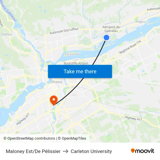 Maloney Est/De Pélissier to Carleton University map