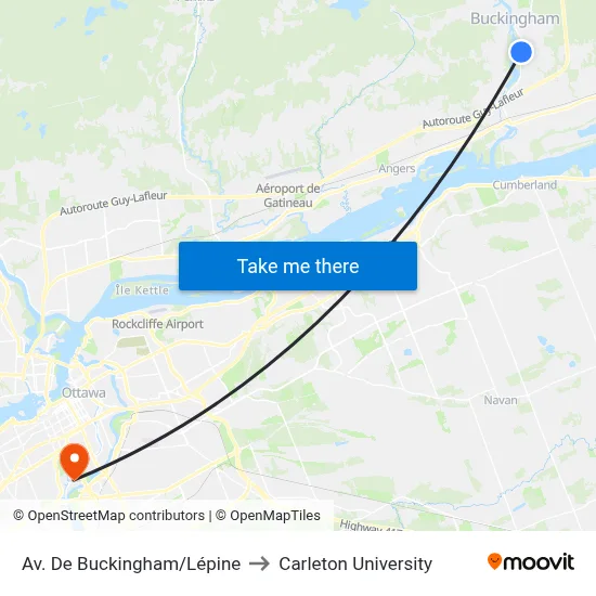 Av. De Buckingham/Lépine to Carleton University map