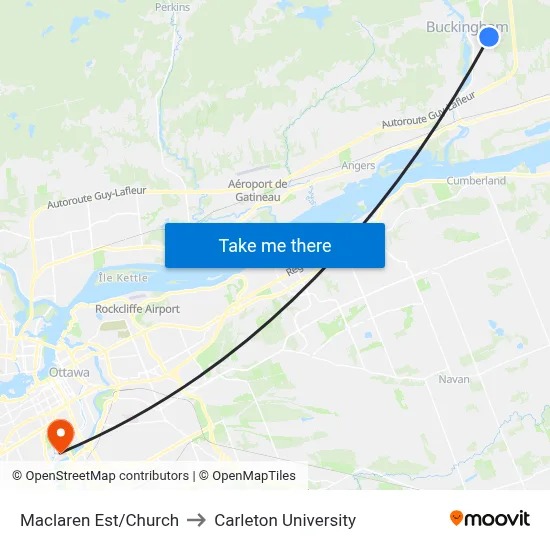 Maclaren Est/Church to Carleton University map
