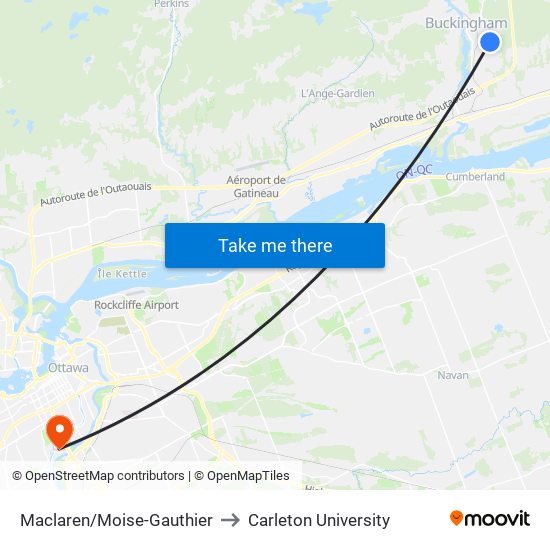 Maclaren/Moise-Gauthier to Carleton University map