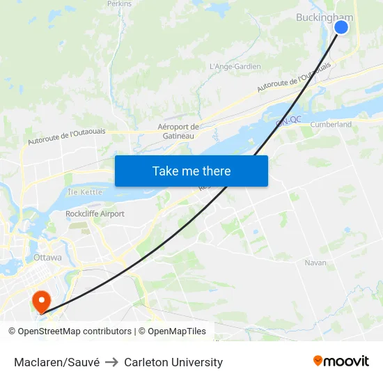 Maclaren/Sauvé to Carleton University map