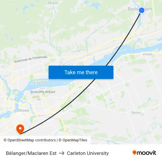 Bélanger/Maclaren Est to Carleton University map