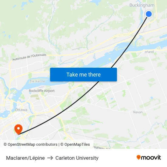Maclaren/Lépine to Carleton University map