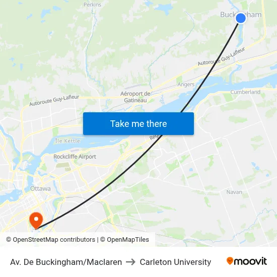 Av. De Buckingham/Maclaren to Carleton University map