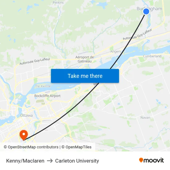 Kenny/Maclaren to Carleton University map