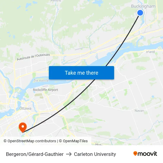 Bergeron/Gérard-Gauthier to Carleton University map