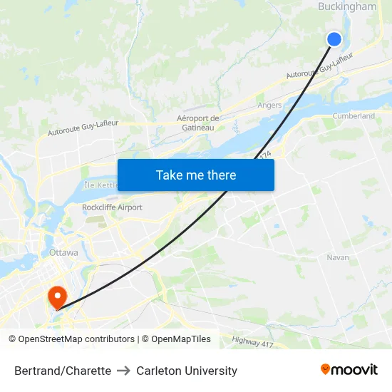 Bertrand/Charette to Carleton University map