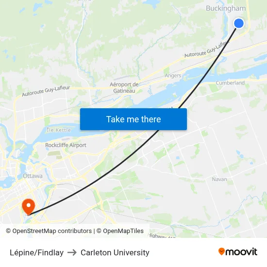 Lépine/Findlay to Carleton University map