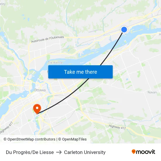 Du Progrès/De Liesse to Carleton University map