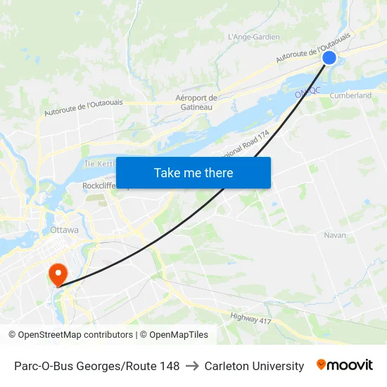Parc-O-Bus Georges/Route 148 to Carleton University map