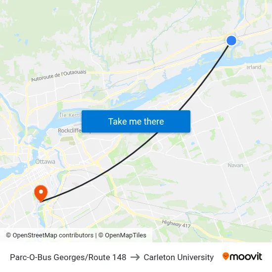 Parc-O-Bus Georges/Route 148 to Carleton University map