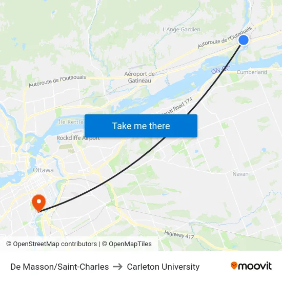 De Masson/Saint-Charles to Carleton University map