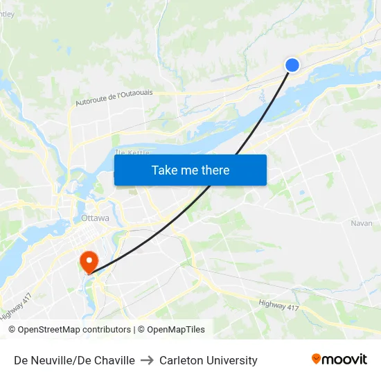 De Neuville/De Chaville to Carleton University map