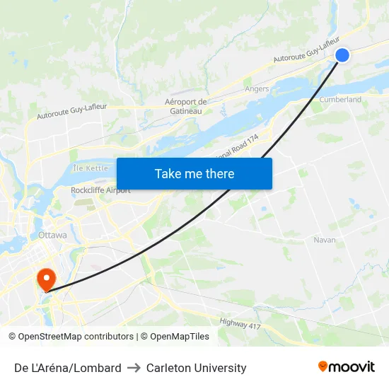 De L'Aréna/Lombard to Carleton University map