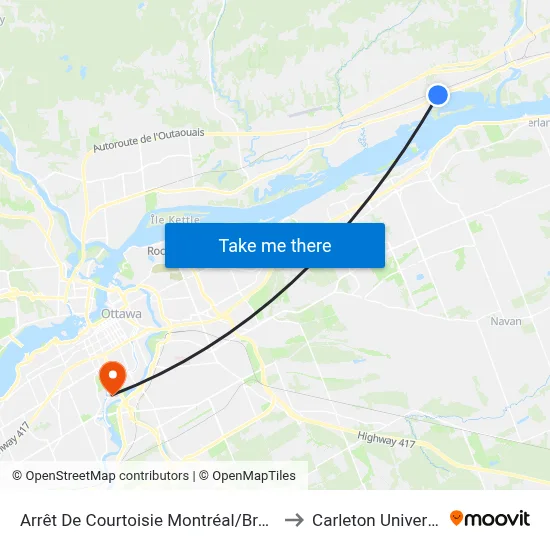 Arrêt De Courtoisie Montréal/Brabant to Carleton University map