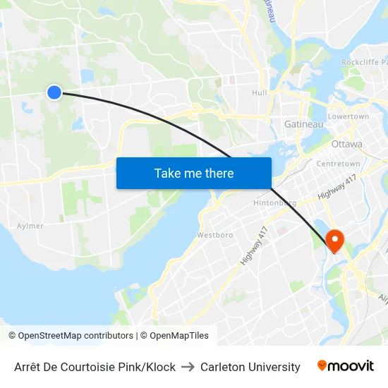 Arrêt De Courtoisie Pink/Klock to Carleton University map