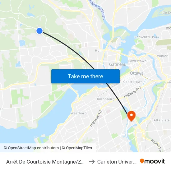 Arrêt De Courtoisie Montagne/Zéphyr to Carleton University map
