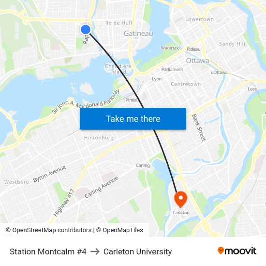 Station Montcalm #4 to Carleton University map