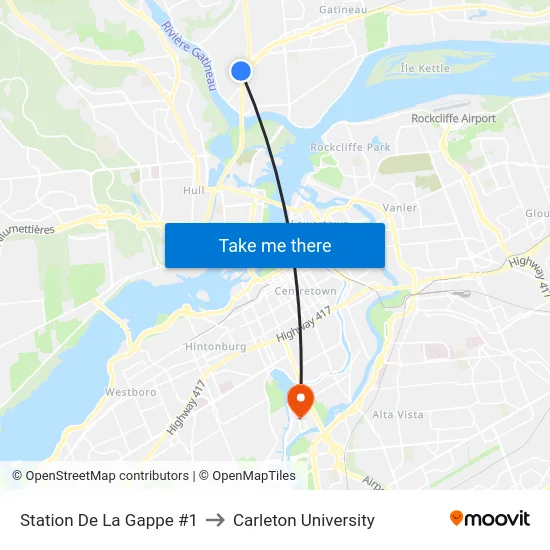 Station De La Gappe #1 to Carleton University map