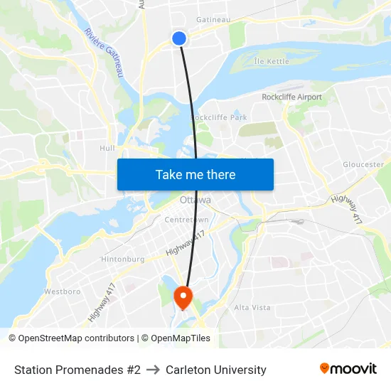 Station Promenades #2 to Carleton University map